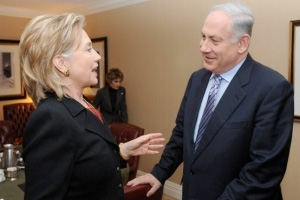 Secretary of State Hillary Clinton, seen with Israeli Prime Minister Benjamin Netanyahu, is among the top Obama administration officials who appear to be taking steps to stress U.S. support for Israel.