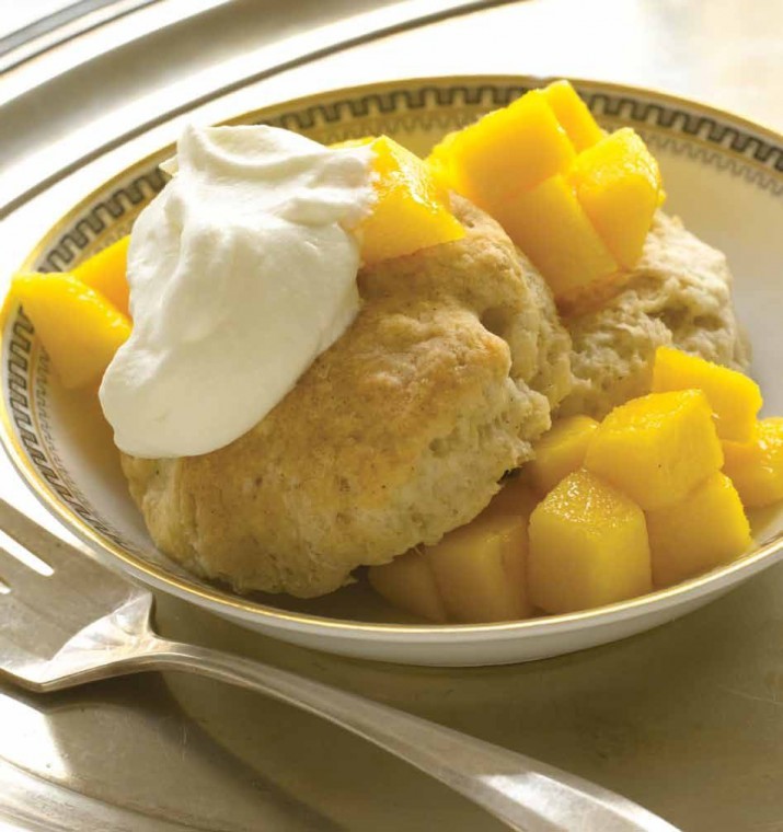Mango Cardamom Shortcakes with Ginger Whipped Cream makes a wonderful side dish to Samosa Latkes. (Ann Stratton)