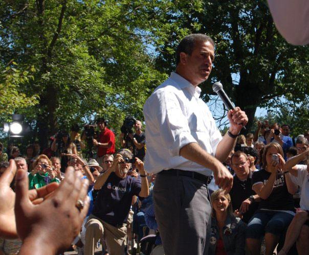 The political career of Sen. Russ Feingold, shown on the campaign trail for Barack Obama in Eau Claire, Wis., in August 2008, 
was marked by a fierce independence. Photograph by Phil Freedman