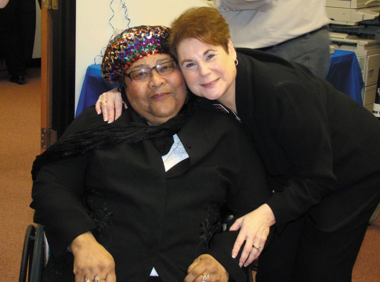 Bonnie Laiderman (right) is shown with client Elsa Moorehead at a recent celebration. Elsa, the surviving spouse of a veteran, has been a Veterans Home Care client for more than six years.