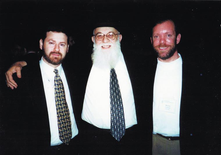 From left:  Then-Aish St. Louis Director Rabbi Elazar Grunberger, the late Aish HaTorah founder Rabbi Noach Weinberg, and Michael Grafman are shown during  a conference in 1999.  Rabbi Grunberger recently announced he will be leaving St. Louis after spending 26 years here and returning to Israel. 