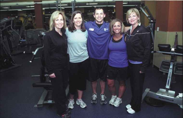 The winning team in the ‘Lighten Up Weight Loss Challenge’
sponsored by the Jewish Community Center and the Jewish Light is
shown with their JCC trainer, Brandon Patek. The women are (from
left): Virgina Panzitta, Shawn Duggan, Lori Schuman and Patti
Randazzo.
