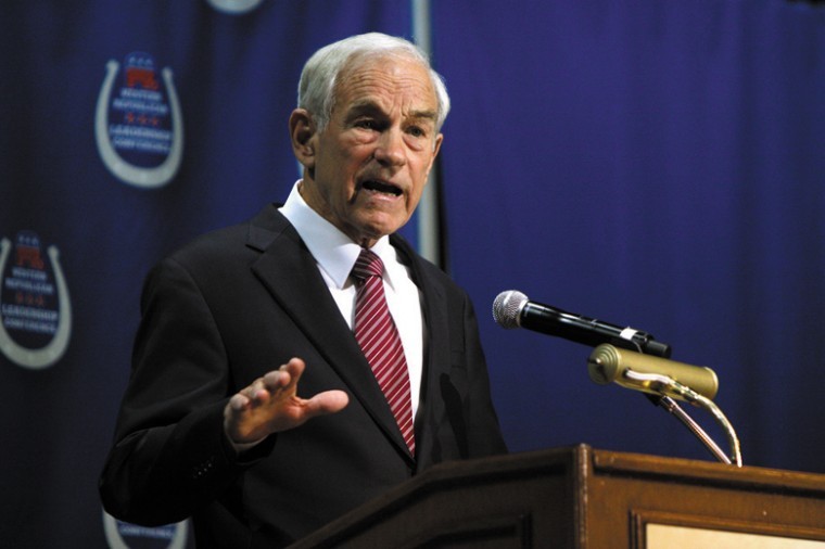 Rep. Ron Paul, a Republican candidate for president whose views
on Israel have unsettled some Jewish conservatives, speaking at the
Western Republican Leadership Conference in Las Vegas in October.
(Photo: Gage Skidmore / Creative Commons)
