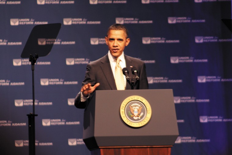 President Barack Obama addresses the URJ Biennial. Photo: Philip
Deitch
