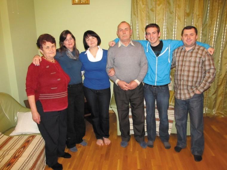 Reporter Alex Weisler, second from right, and his mother, second
from left, unite with lost relatives in Ukraine. 
