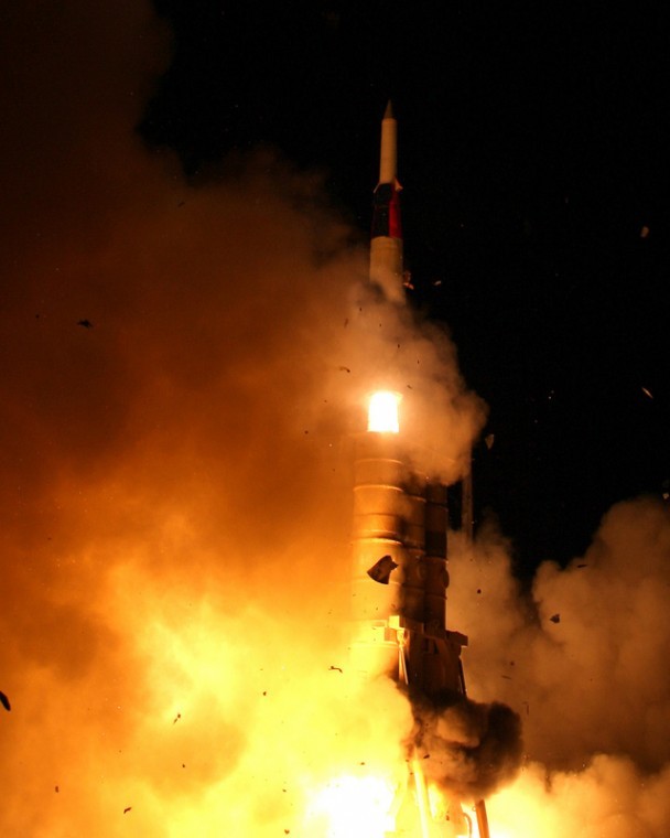 The joint U.S.-Israel Arrow Weapon System successfully
intercepted a ballistic target missile, Feb. 22, 2011.
