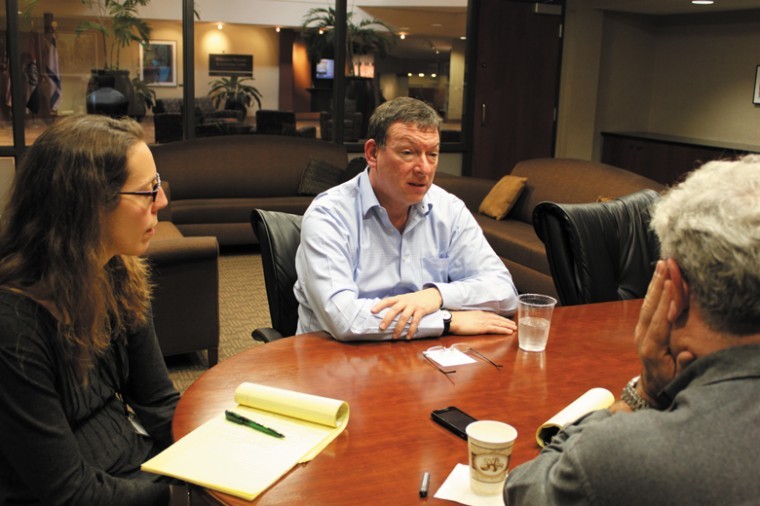 Jonny Ariel, executive director of Makom, an Israel education
network within the Jewish Agency for Israel, was in St. Louis
recently to wrap up Focus Israel, a project supported by Makom,
 Jewish Federation of St. Louis and philanthropic partners. 
Pictured at left is Plia Cohn, Jewish Federation Israel Engagement
Coordinator.
