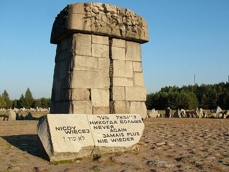 The big stone monument in Treblinka commemorating the thousand
of Jews who were murdered at the Treblinka death camp, with the
inscription Never Again written in six languages.

