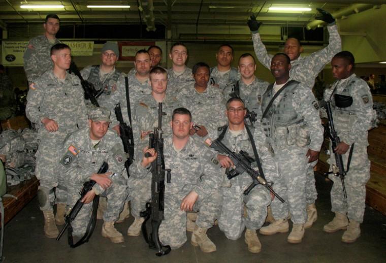 Ari Mandel, fourth from right, at Fort Bragg, N.C., before deploying for Haiti, January 2010.
