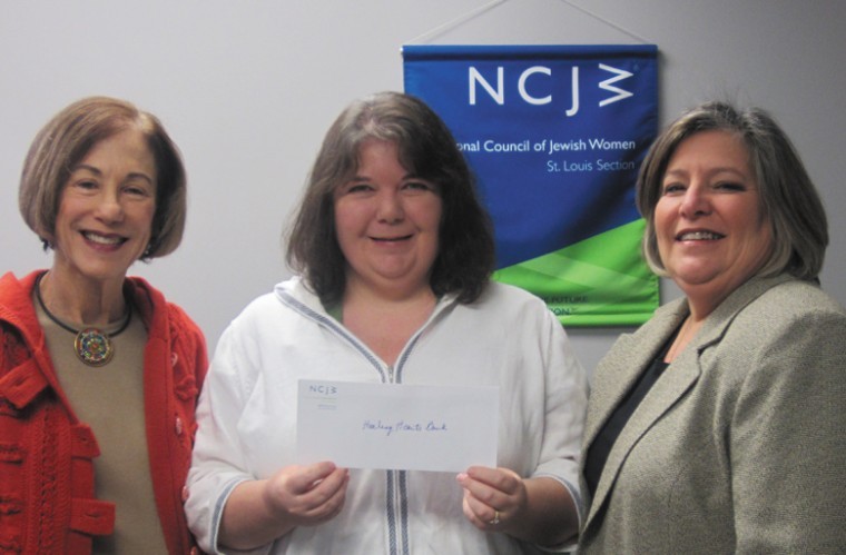 Presentation of NCJW’s first micro-loan check to a Lydia's House resident. Left to right: Marilyn Ratkin (NCJW Project Chair), Lisa Moseley (Lydia's House Program Director) and Ellen Alper (NCJW Executive Director).
