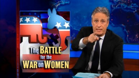 Jon Stewart comments on the War on Women topic upset the Catholic League, which threatened to boycott The Daily Show.
