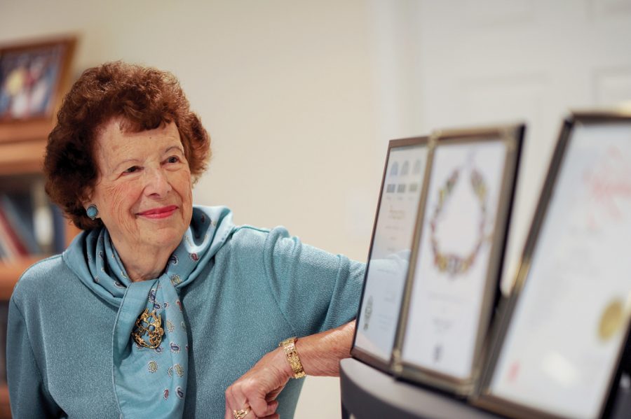 Marion Lipsitz’s home displays several of the awards she has earned from her service with Hadassah over the years. Photos: Yana Hotter