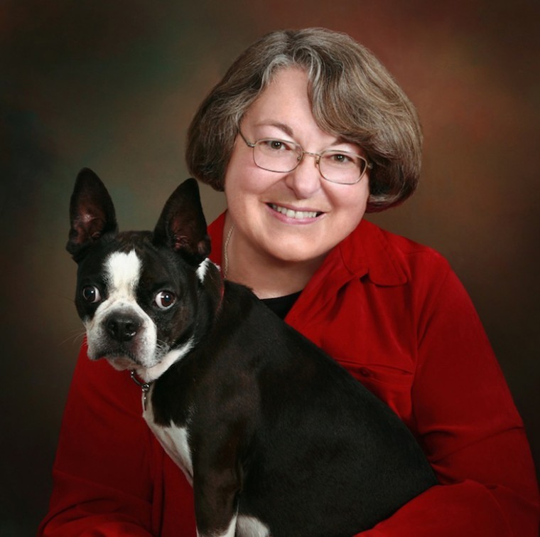 Rabbi Sally Priesand with her Boston Terrier, Shadow. 
