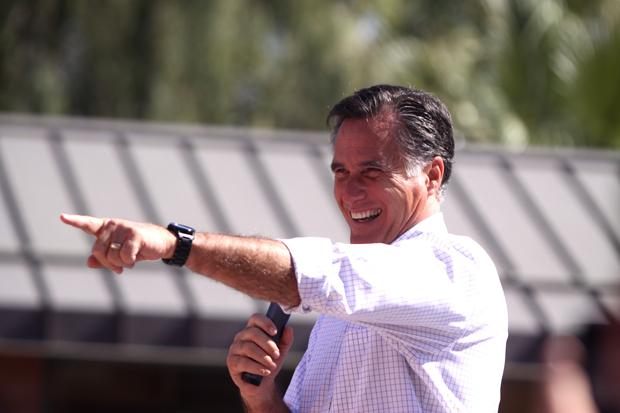 Mitt Romney speaking to supporters at a rally in Tempe, Ariz., April 20, 2012.
