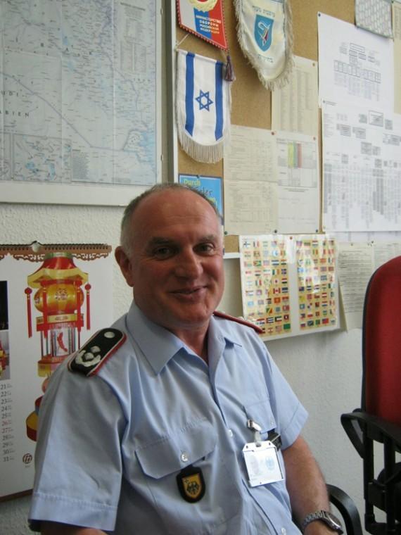 Lt. Col. Bernhard Fischer, a Jewish officer in the protocol branch, in his office at the German Federal Ministry of Defense.

