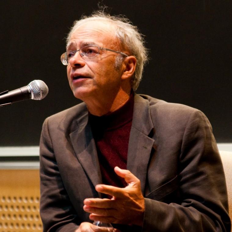 Peter Singer speaking at a Veritas Forum event on the Massachusetts Institute of Technology campus, March 2009.
