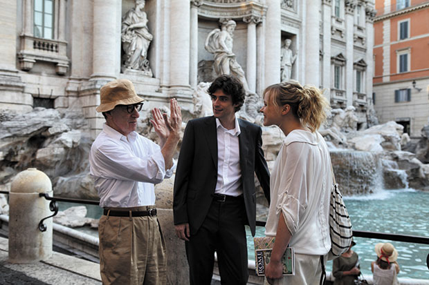 Woody Allen directs cast members of To Rome With Love.
