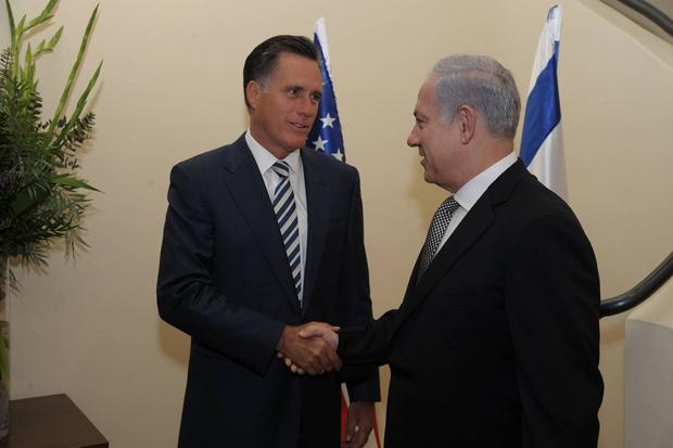 Republican presidential candidate Mitt Romney meeting with Israeli Prime Minister Benjamin Netanyahu in Jerusalem, January 13, 2011.
