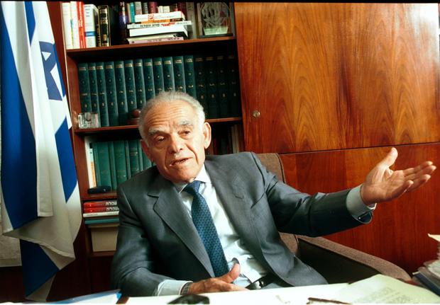 Israeli Prime Minister Yitzhak Shamir in his office in Jerusalem in 1992, one week before he lost the elections to the Labors Yitzhak Rabin.
