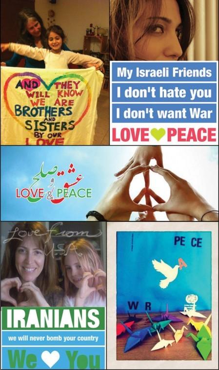 On the ‘Love and Peace’ page on Facebook, members express their desire for reconciliation between Israelis and Iranians. The page has attracted over 8,000 supporters, many of whom submitted photos promoting international unity. 
