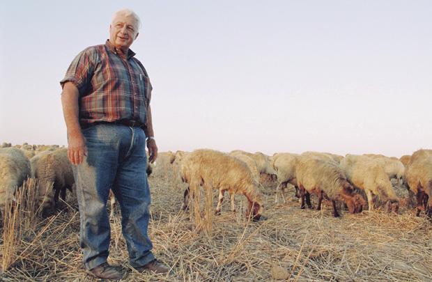 Ariel Sharon on his Negev farm in 1993. Photo: Flash90