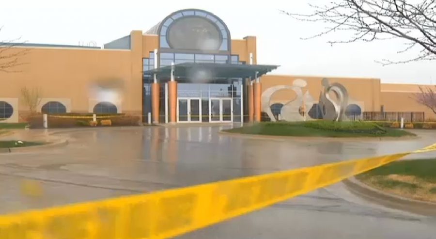 The JCC in Overland Park, Kan., taken from a screen capture of news footage by KCTV5. 