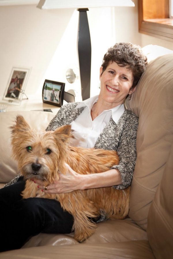 Kathy Lebedun at home with her dog, Hero. Photo: Lisa Mandel