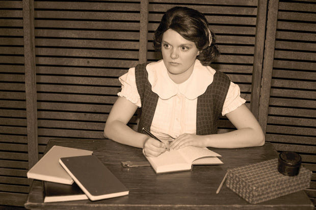 Samantha Moyer as Anne Frank in the New Jewish Theatre’s production of “The Diary of Anne Frank.” Photo: John Lamb