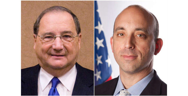 
Jonathan Greenblatt, right, will succeed Abraham Foxman, left, as national director of the Anti-Defamation League.
