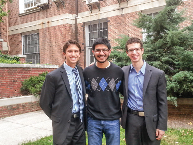 Alex Abramson (far right) and his Easy Suds cofounders.  Easy Suds is a health conscious soap dispenser with potential to help schools and hospitals worldwide. 