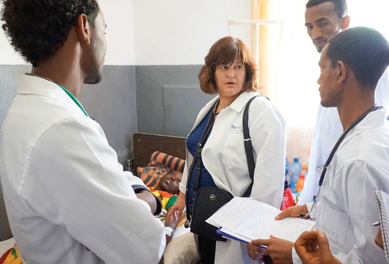 Dr. Shari Cohen consults with doctors at Aksum University in Ethiopia during a trip this spring as part of Partnership Ethiopia, a nonprofit organization established in 2013 in St. Louis by Gayle Bogenschneider and Bruce Schmidt.