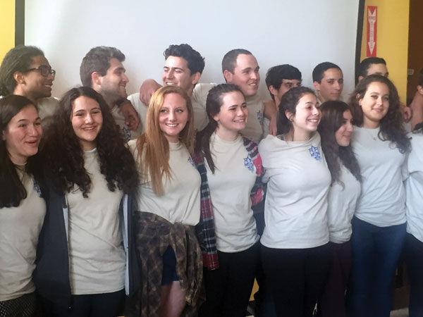 The Midwest Garin Tzabar group in Chicago includes recent St. Louis area high school graduates Danielle Serota (front row, third from left), Talia Wolkowitz (front row, third from right) and Yonatan Dar, with dark hair, behind Talia. The group headed to Israel during the summer to serve in the Israel Defense Forces.