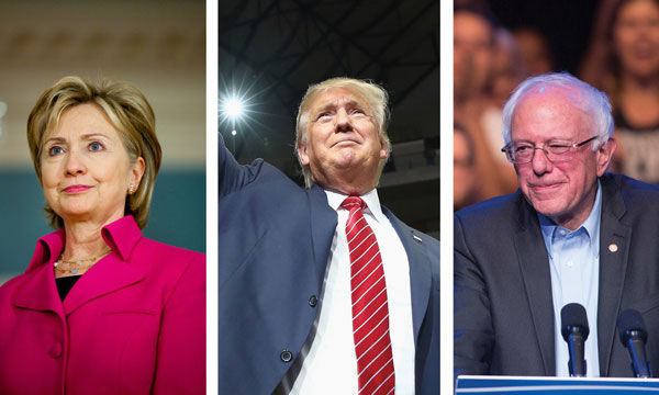 Hillary Clinton, Donald Trump and Bernie Sanders. 