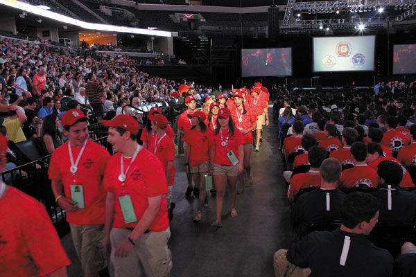 The JCC Maccabi Games (a scene from the opening ceremony of the 2012 games shown above), taking place in St. Louis July 31 to Aug. 5, will require more than 1,000 volunteers and 400 host families. 