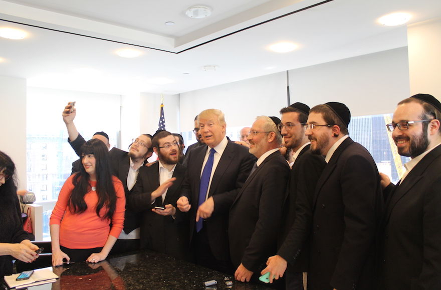 Donald Trump held a 20-minute question-and-answer session with Jewish reporters at his offices at Trump Tower, April 14, 2016. (Uriel Heilman)