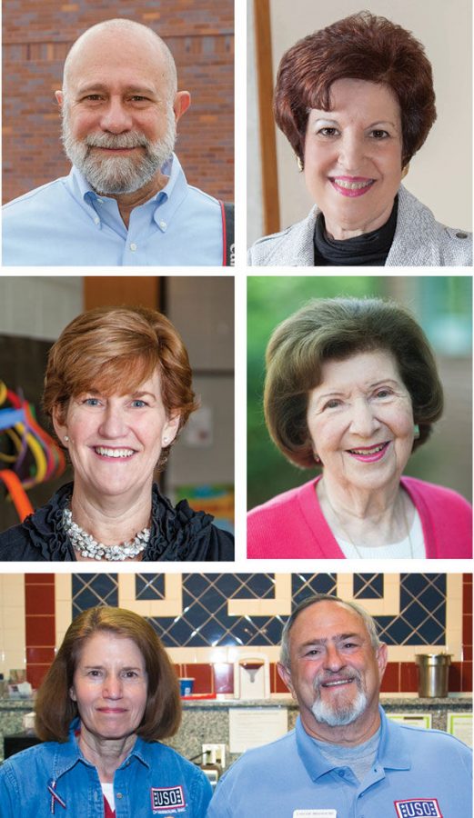Clockwise from top left: Philip Deitch, Betsy Mehlman, Shirley Mosinger, Stuart & Pamela Katz, and Susan K. Goldberg. 