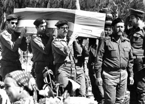 Lt. Col. Yonatan Netanyahu, who was killed while commanding the Israel Defense Forces unit that stormed the building where the hostages were held in Entebbe, was buried with full military honors on Mount Herzl on July 7, 1976. File photo: Israel Press and Photo Agency