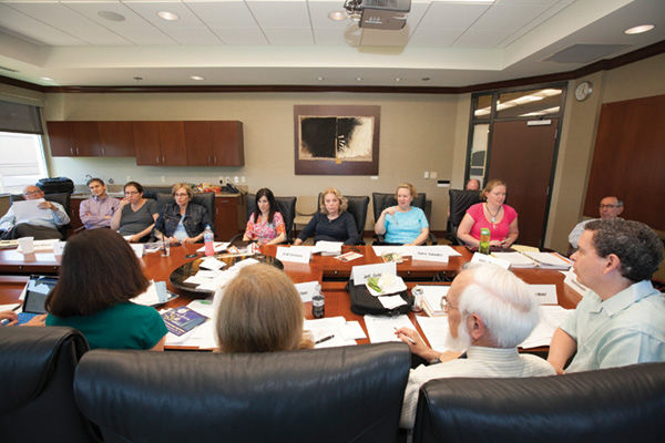 Members of the Jewish Light Board, Advisory Committee and staff meet earlier this month. 