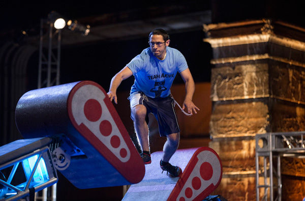 Akiva Neuman, an Orthodox Jew who is studying to be a rabbi, competing in the Philadelphia qualifying round of “American Ninja Warrior.” (Mitchell Leff/NBC)