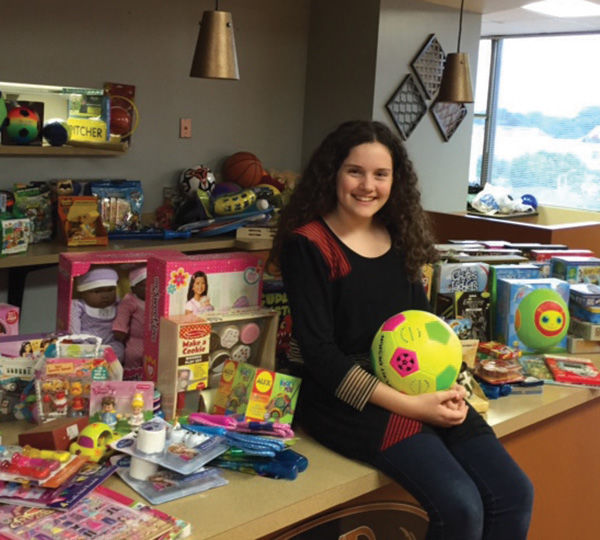 For her mitzvah project, Abby Wallach supported the Birthday Joy Foundation, an organization her mother, Cindy Lander Wallach, started. The group provides presents to children in need on their birthdays.