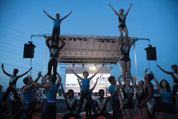 St. Louis’ Circus Harmony and the Galilee Circus from Israel perform at the closing event of the 2016 JCC Maccabi Games, held on the Millstone Campus. The Games brought together 1,200  young Jewish athletes for competitions and camaraderie July 31 through Aug. 5. Photo: Andrew Kerman