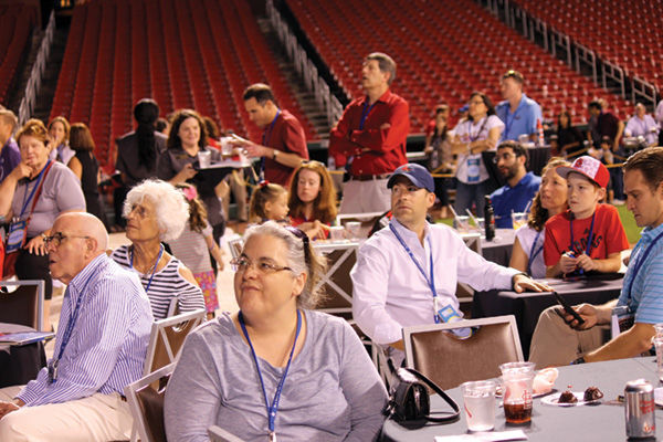 Guests listen during Jewish Federation’s Annual Campaign kickoff event at Busch Stadium. Photo: Eric Berger