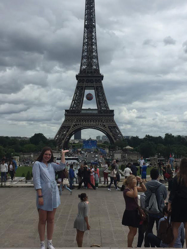 Blue Valley North High School junior Lexie Herman traveled to France over the summer, where she saw the Eiffel Tower.  Photo courtesy of  Sophie Baron