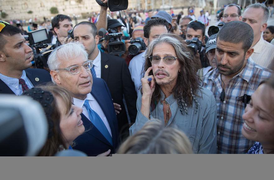 Aerosmith singer Steven Tyler met US ambassador David Friedman at the Western Wall