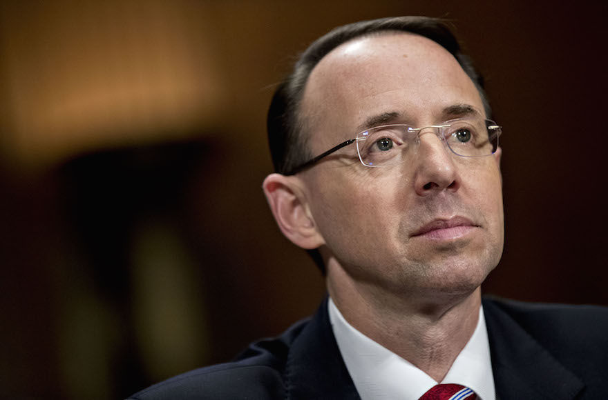 Rod+Rosenstein%2C+deputy+attorney+general+nominee+for+U.S.+President+Donald+Trump%2C+listens+during+a+Senate+Judiciary+Committee+confirmation+hearing+in+Washington%2C+D.C.%2C+U.S.%2C+on+Tuesday%2C+March+7%2C+2017.+The+confirmation+hearing+for+Rosenstein+began+with+Republicans+and+Democrats+squaring+off+over+who+should+lead+probes+into+Russian+interference+in+the+2016+presidential+election+and+potential+contacts+between+Moscow+and+Trumps+campaign+team.+Photographer%3A+Andrew+Harrer%2FBloomberg