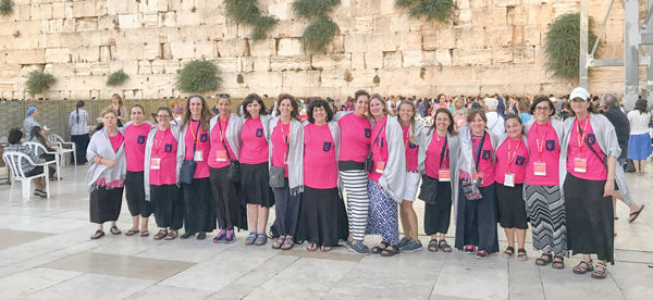 The Aish HaTorah group of 16 women from St. Louis pose in Israel this summer.
