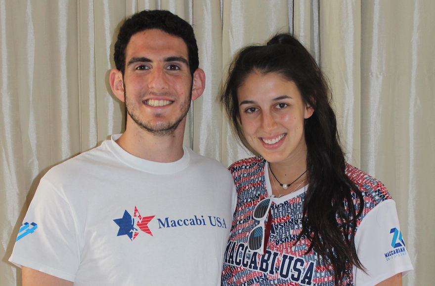 Robbie+Feinberg+and+Hayley+Isenberg%2C+Jewish+athletes+from+Harvard%2C+make+up+one+of+the+many+couples+participating+at+the+2017+Maccabiah+Games.+%28Hillel+Kuttler%29