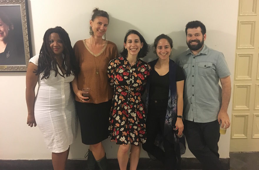 Shir HaMaalot participants after Friday night services in Brooklyn, July 14, 2017. (Josefin Dolsten)