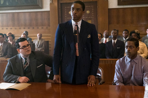 Josh Gad (left) and Chadwick Boseman (center) star in ‘Marshall.’