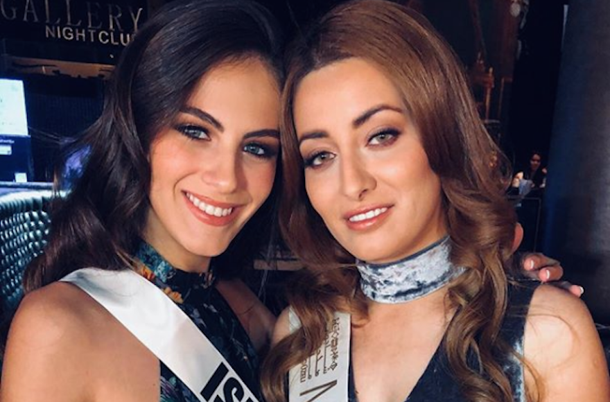 Miss Israel, Adar Gandelsman, left, and Miss Iraq, Sarah Idan, posing for a photo on Gandelsman’s Instagram page. (Instagram)